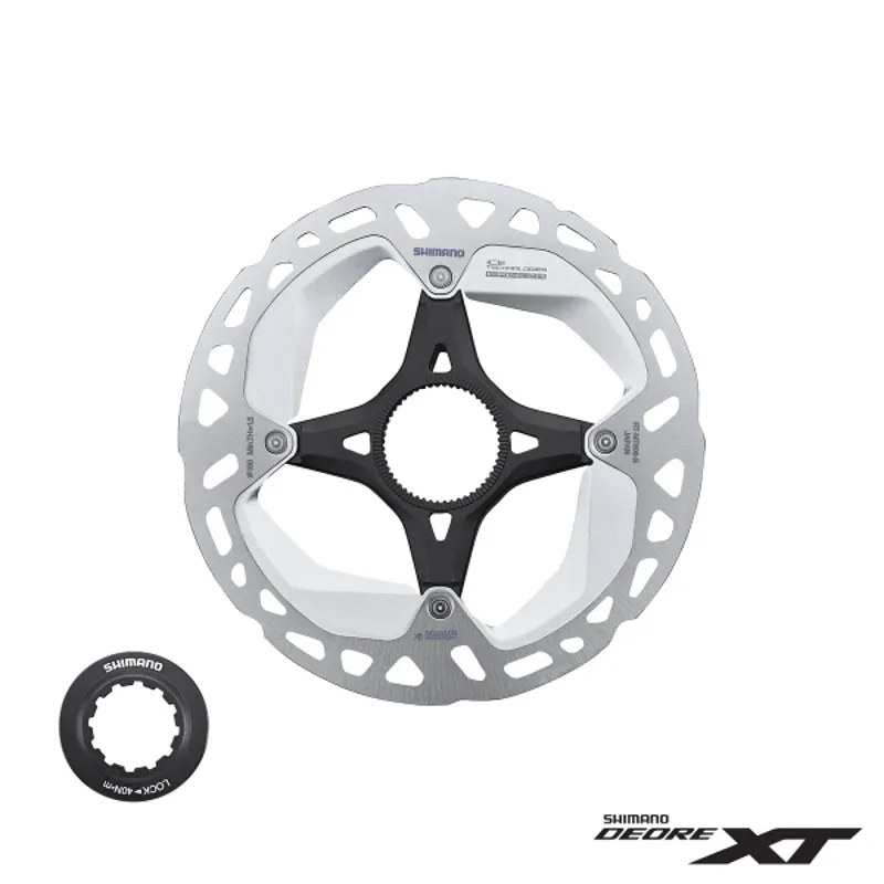 SHIMANO RT-MT800 DEORE XT 160mm DISC ROTOR ICE-TECH FREEZA CENTERLOCK INTERNAL SERRATION W/LOCKRING IN SILVER